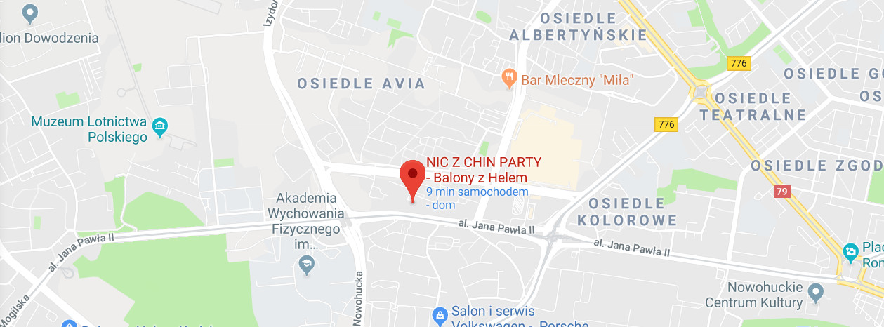 NIC Z CHIN Balony z Helem Kraków - Mapka Dojazdu