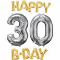 Balony na 30 urodziny + napis Happy Birthday