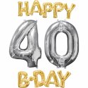 Balony na 40 urodziny + napis Happy Birthday (Super Prezent)