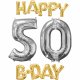 Prezent na 50 urodziny - balony cyfry + napis HAPPY B-HDAY