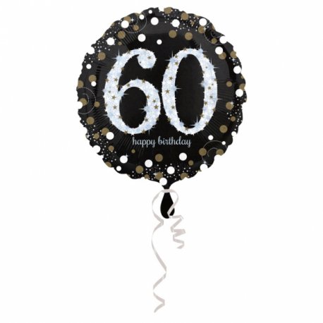 Balon Foliowy na 60 Urodziny - Okrągły Holograficzny 45 cm