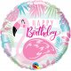 Balon Foliowy Happy Birthday - Różowy Flaming 46 cm