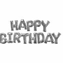 Napis Happy Birthday Balony Srebrne