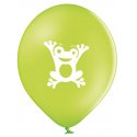 Balon Żabka - Biała żabka na zielonym tle - 11 cali