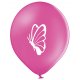 Balon Motyl - Biały motyl na różowym tle - 11 cali