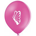 Balon Motyl - Biały motyl na różowym tle - 11 cali