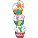 Balon SuperShape - Babeczki "Happy Birthday" - 33 x 104 cm