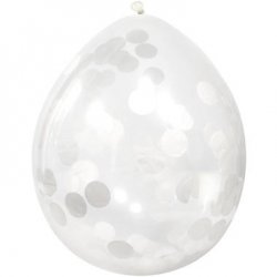 Balony latex z białym confetti, 4szt
