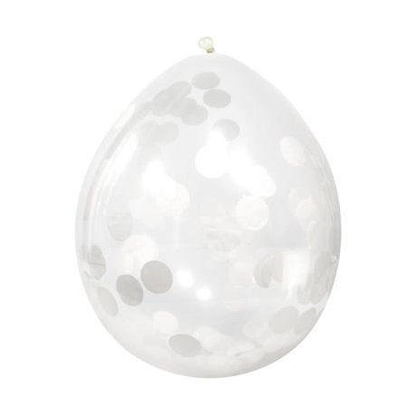 Balony latex z białym confetti, 4szt
