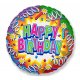 Balon foliowy 18" Happy Birthday - serpentyny