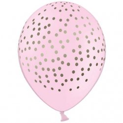 Balon lateksowy w stylu confetti - różowy w złote confetti