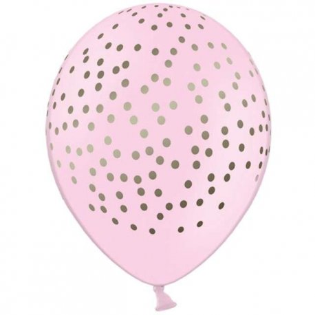Balon lateksowy w stylu confetti - różowy w złote confetti