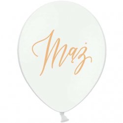 Balon weselny biały z napisem Mąż