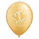 Balon na ślub / wesele - "Stylizowane serca", złote metaliczne 11" QL