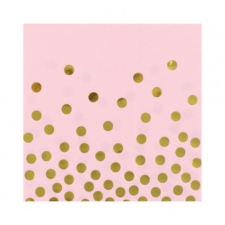 Serwetki papierowe "Złote groszki" różowe, rozm. 33 x 33 cm 12 szt.