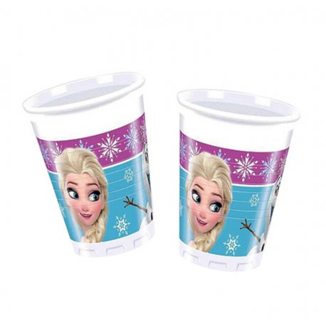Kubeczki Urodzinowe Frozen - Kraina Lodu, 8 sztuk plastikowych kubków 200 ml