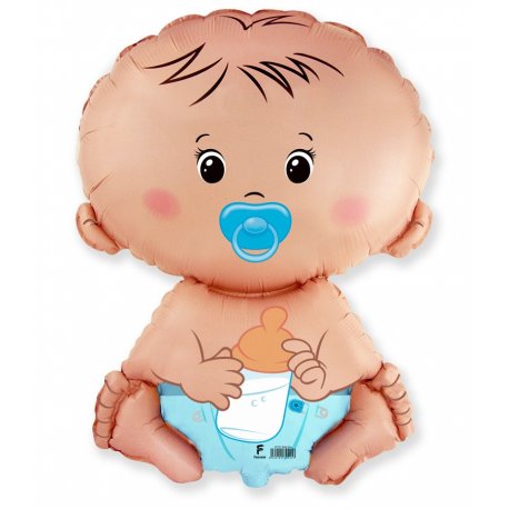 Balon foliowy "Bobas chłopiec" - Baby Shower - 61 cm