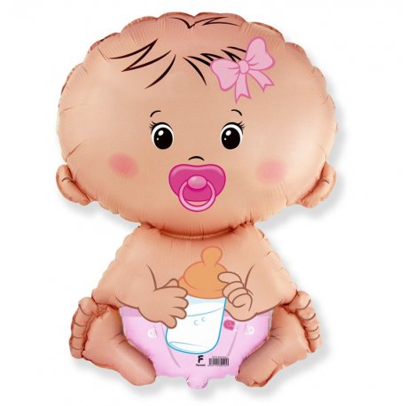 Balon foliowy "Bobas dziewczynka" - Baby Shower - 61 cm