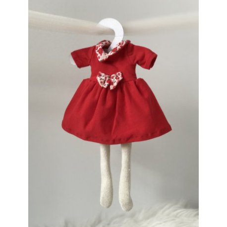 Ubranko dla lalki - Czerwona sukienka z kokardą