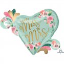 Balon Serce "From Miss to Mrs - She Said Yes" 81 cm x 66 cm