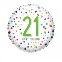 Balon urodzinowy "21 Happy Birthday!" - 43 cm