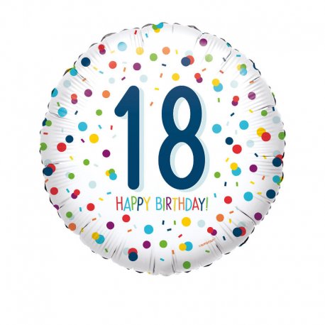 Balon urodzinowy "18 Happy Birthday!" - 43 cm