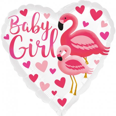 Balon Narodziny Dziecka Baby Girl - dla dziewczynki - Flaming 43 cm