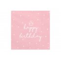 Serwetki papierowe "Happy Birthday" różowe 20 szt., 33 x 33 cm