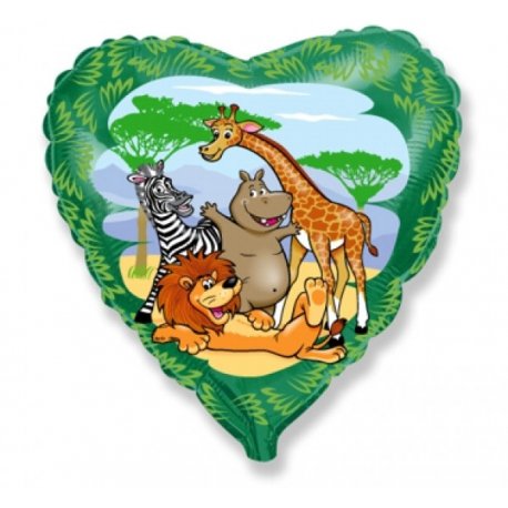 Balon foliowy - Zwierzęta w dżungli - 18" (45 cm)