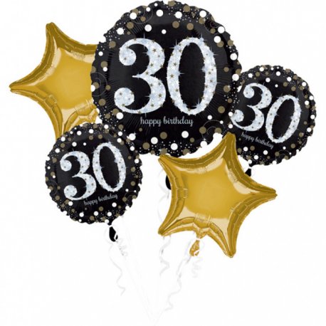Bukiet Balonów na 30 urodziny - 5 balonów na Hel