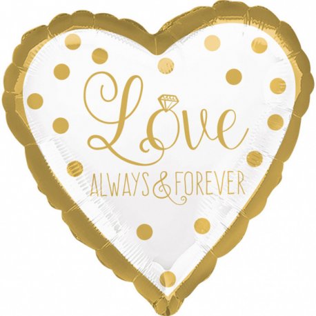 Balon foliowy Serce - Gold Wedding - Love Always & Forever