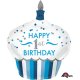 Holograficzny balon na 1 urodziny chłopca, Cupcake Boy 73 x 91cm