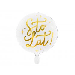 Balon urodzinowy ze złotym napisem "Sto lat!" - 45 cm