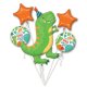 Bukiet Balonów Foliowych Dino Party - Uśmiechnięty Dinozaur - 5 balonów