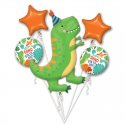 Bukiet Balonów Dino Party - Uśmiechnięty Dinozaur - 5 balonów