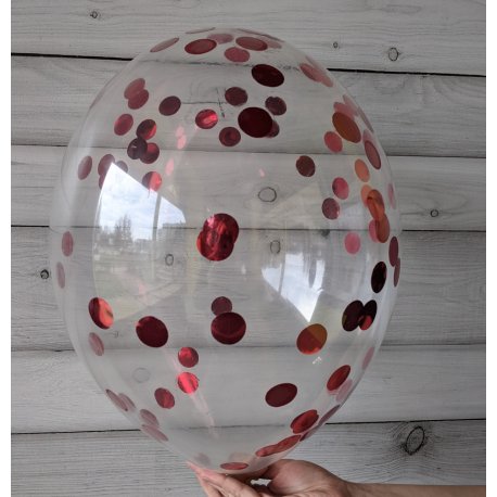 Balon z czerwonym konfetti, 12 cali
