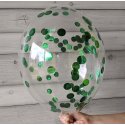 Balon z zielonym konfetti, napełniony helem, 12 cali