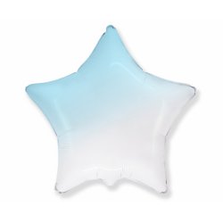 Balon foliowy gwiazda - biało-błękitne ombre - 18' (45 cm)