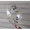 Balon ze srebrnym confetti, napełniony helem, 12 cali