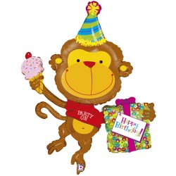 Balon urodzinowy Małpka - Happy Birthday - 124 cm
