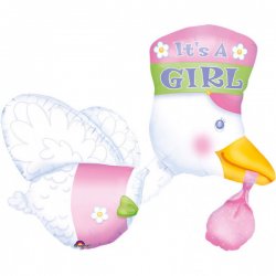 Balon foliowy BOCIAN - It's a girl - 81 cm