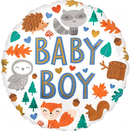 Balon Narodziny Dziecka Baby Boy - dla chłopczyka - Leśne Zwierzęta 43 cm