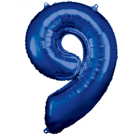 Balon foliowy, cyfra 9 niebieska 34 cale