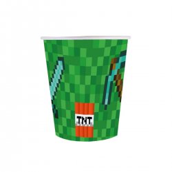 Kubeczki papierowe "Piksele - Minecraft" - 6 sztuk - 250 ml
