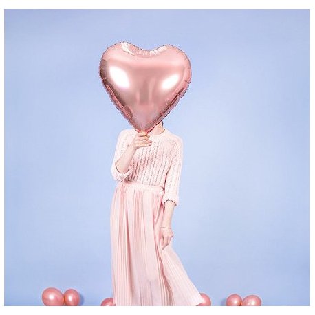 Balon foliowy Serce, 61 cm, różowe złoto