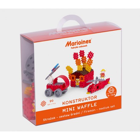 Klocki Mini Wafle 90 szt, Zestaw strażak średni