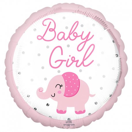 Balon Narodziny Dziecka Baby Girl - dla dziewczynki - Słonik 43 cm