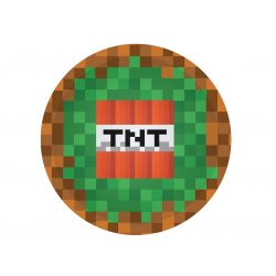 Talerzyki papierowe "Piksele - Minecraft" - 6 sztuk - 18 cm