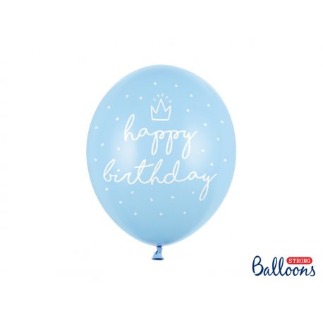 Balon lateksowy 30cm - Happy Birthday, niebieski