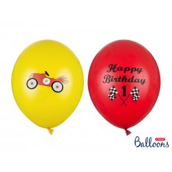 Balon lateksowy 30cm - Happy Birthday, auta